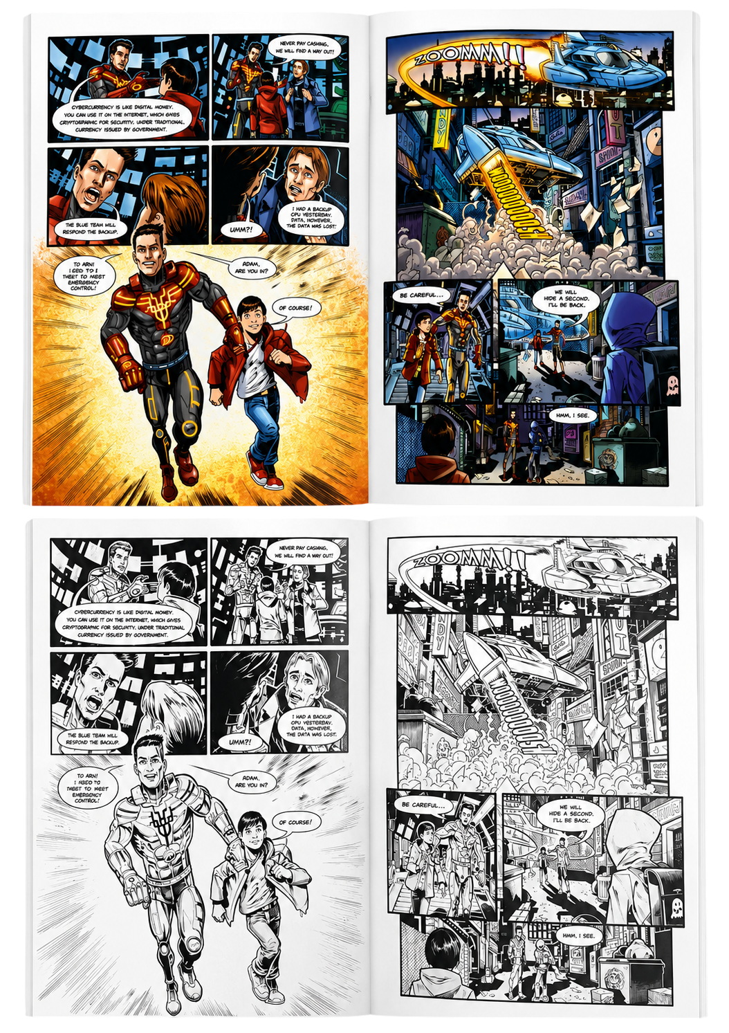 Each Set Contains a Color Comic and a Matching Black & White Coloring Version